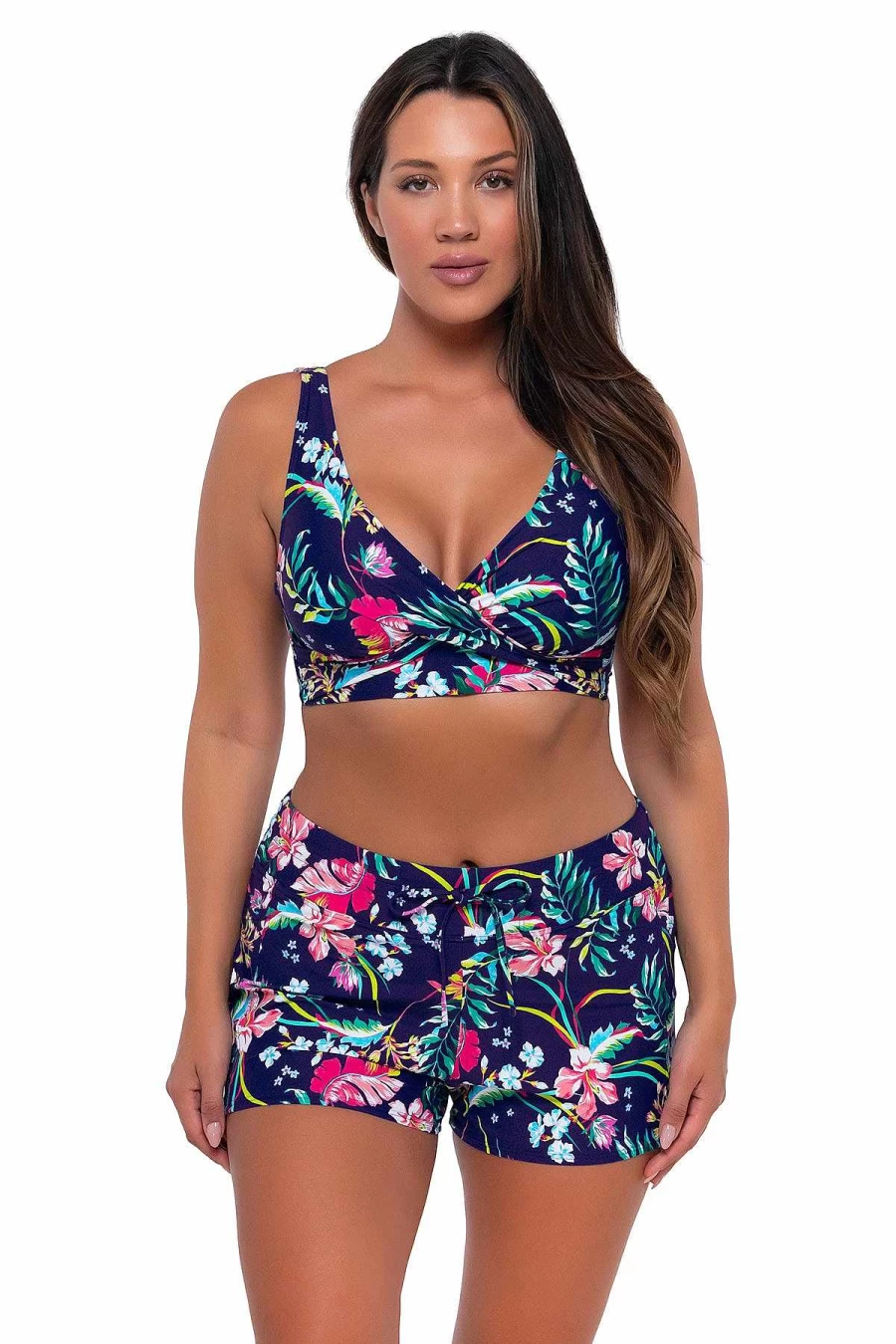 "Alpine Butterfly Swim Women's Laguna Swim Shorts - Tropical Sunset Escape Island Getaway"