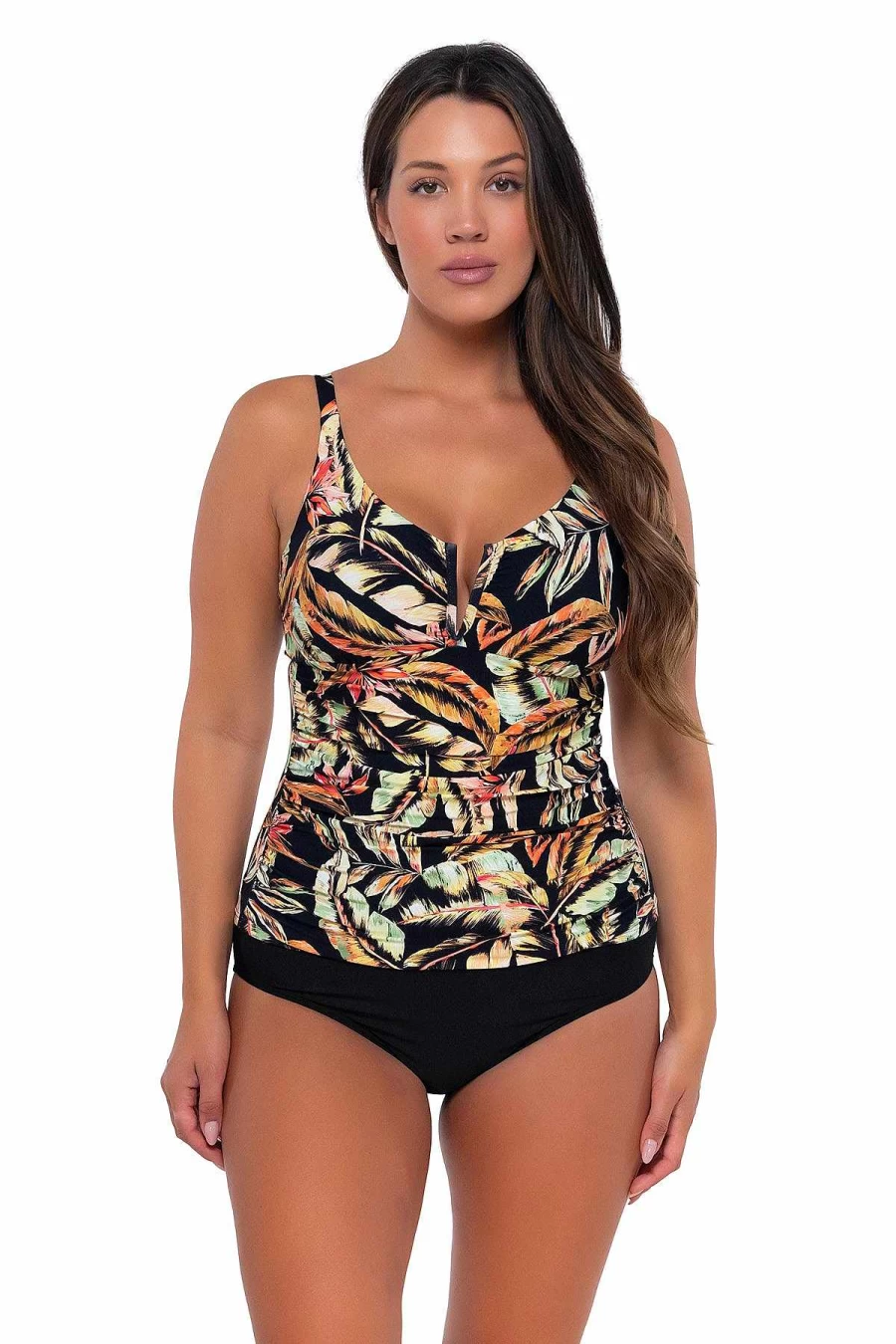 Alpine Butterfly Swim Women's Retro Sunset Zuri V-Wire Tankini Top - Vintage Inspired Swimwear