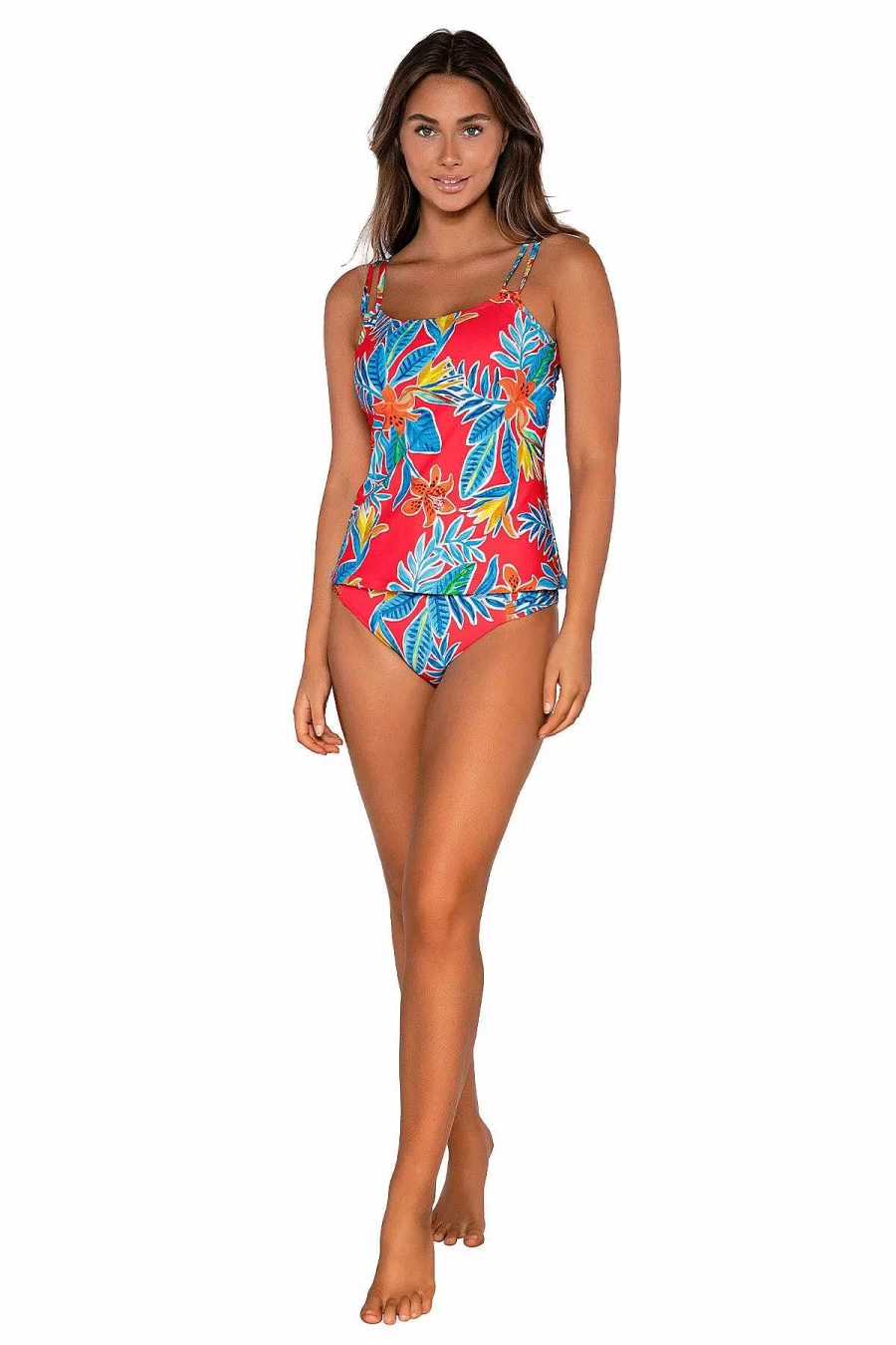 Alpine Butterfly Swim Women's Tiger Lily Taylor Tankini Top - Sunset Print Swimwear