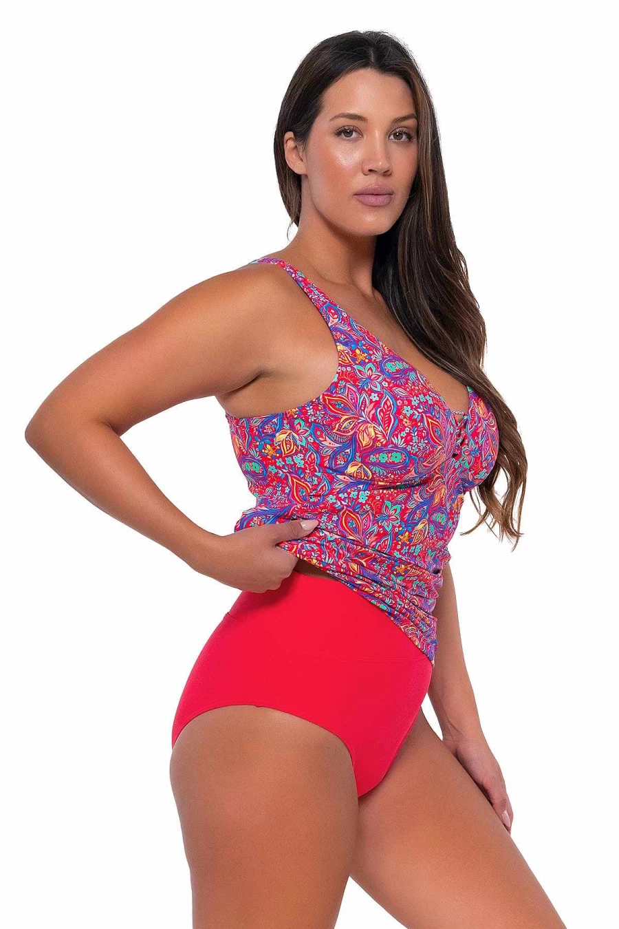 Alpine Butterfly Swim Women's Rue Paisley Emerson Floral Tankini Top for Sunset Beach Escape