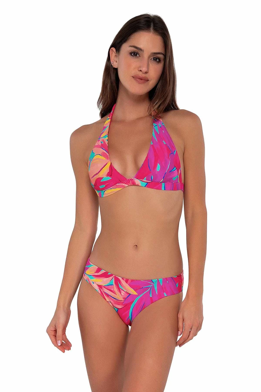 Alpine Butterfly Swim Women's Faith Halter Top - Sunsets Oasis Sandbar Rib Design