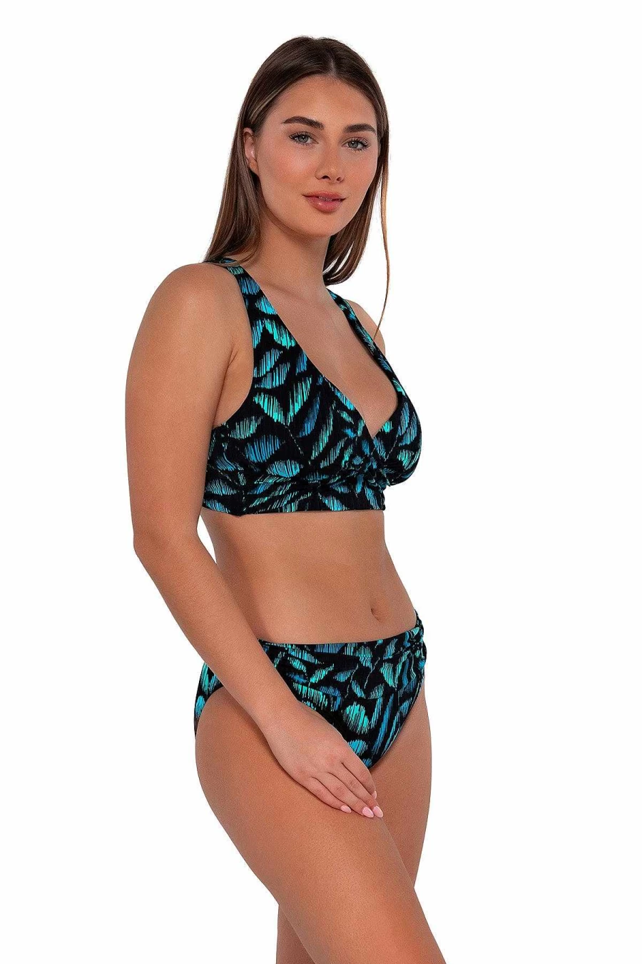 Alpine Butterfly Swim Women's Seagrass Texture Elsie Top - Boho Sunset Cascade Design