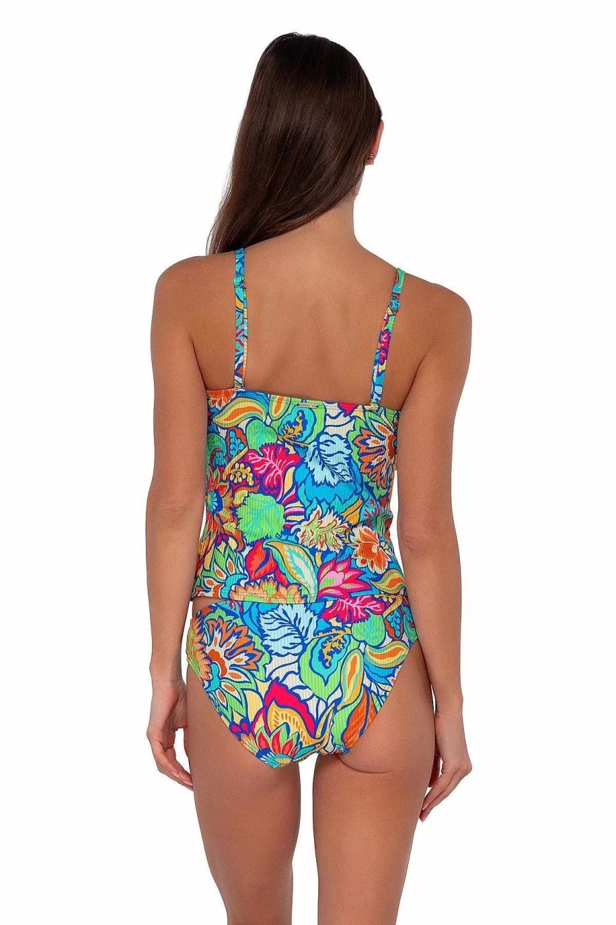 Alpine Butterfly Swim Women's Simone Tankini Top - Fiji Sandbar Sunset Print Swimwear