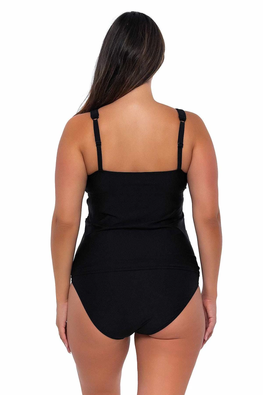 Alpine Butterfly Swim Women's Black Emerson Tankini Top - Sunset Escape Design