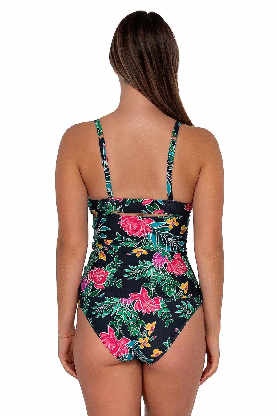 Alpine Butterfly Swim Women's Serena Tankini Top - Floral Sunset Twilight Design for Swimwear