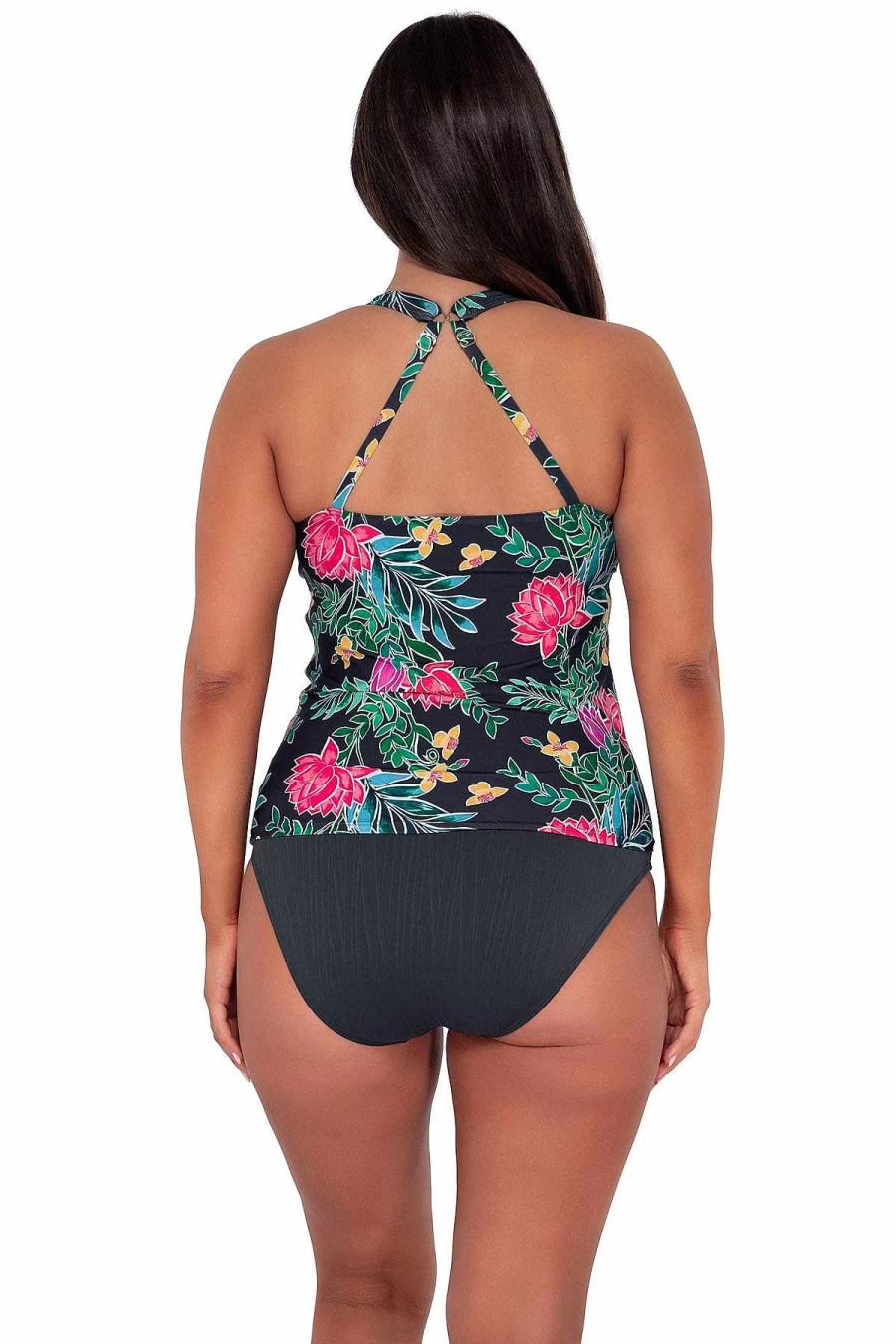"Alpine Butterfly Swim Women's Emerson Tankini Top - Twilight Blooms Sunset Escape Swimwear"