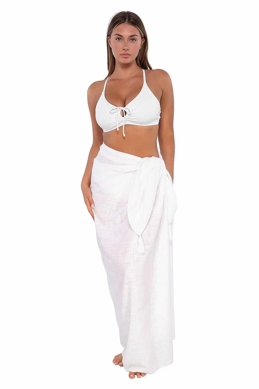 Alpine Butterfly Swim Women's White Lily Sunset Paradise Beach Pareo Wrap