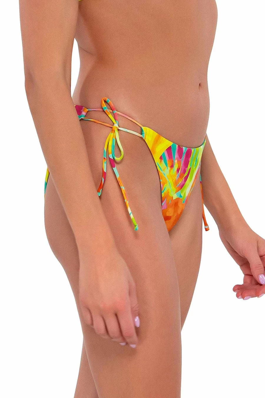 Alpine Butterfly Swim Women's Everlee Tie Side Bottom - Lush Luau Sunset Print Bikini