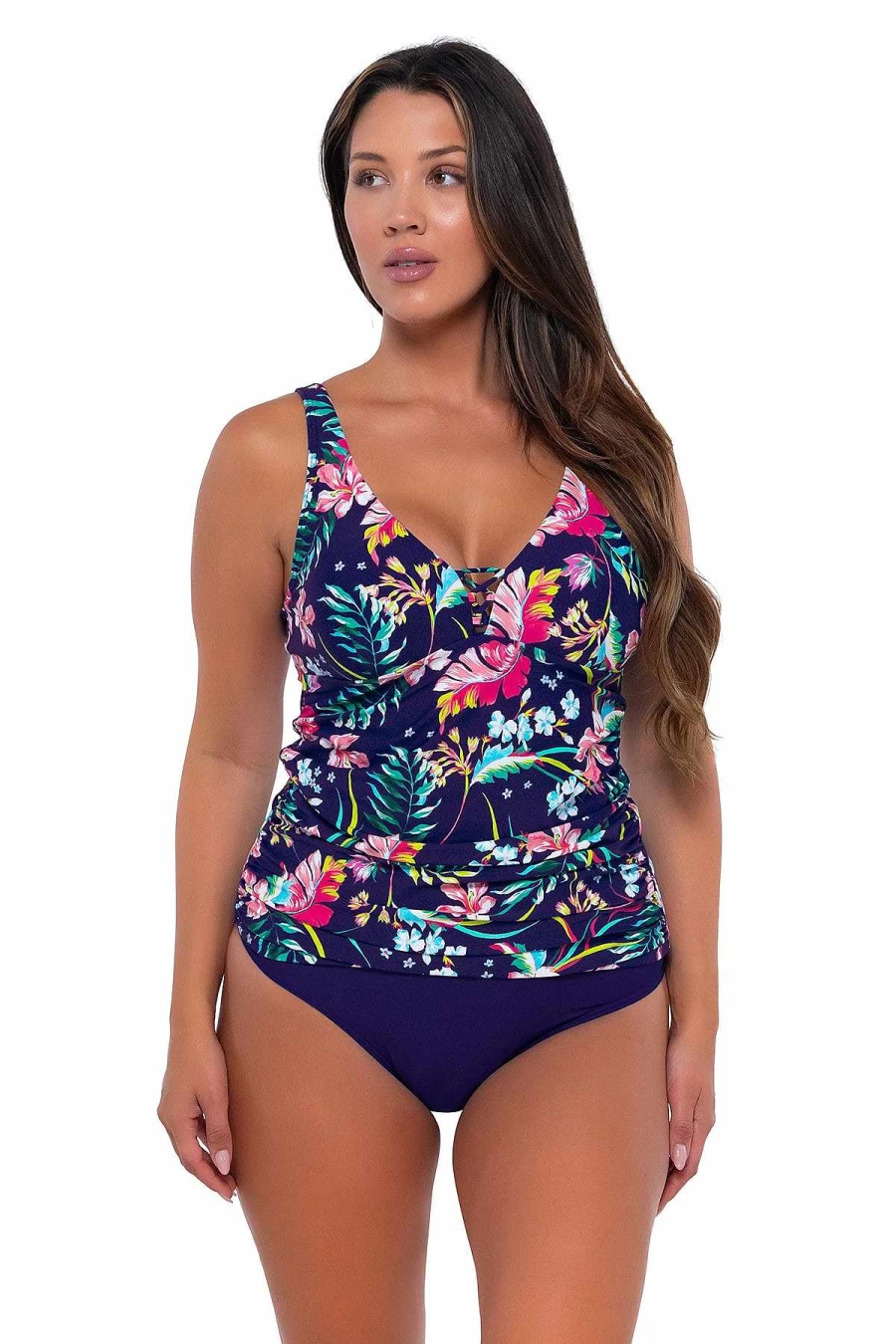 Alpine Butterfly Swim Women's Emerson Tankini Top - Sunset Escape Island Print Beachwear