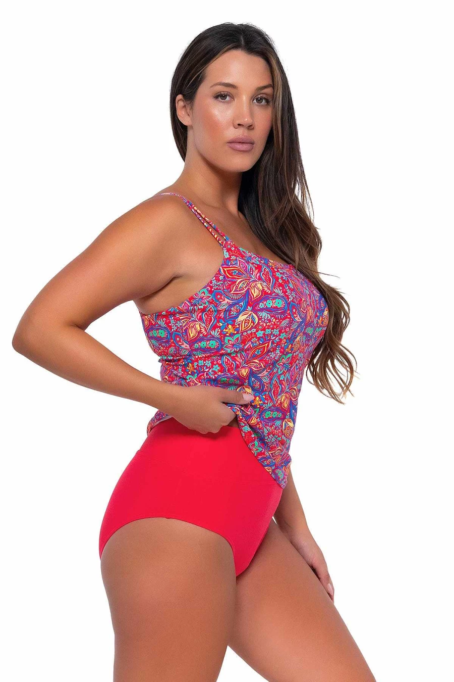 Alpine Butterfly Swim Women's Paisley Print Taylor Tankini Top for Sunset Beachwear