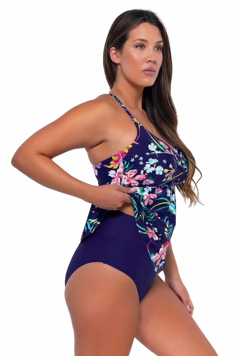 Alpine Butterfly Swim Women's Tori Tankini Top - Sunset Escape Island Print Beachwear