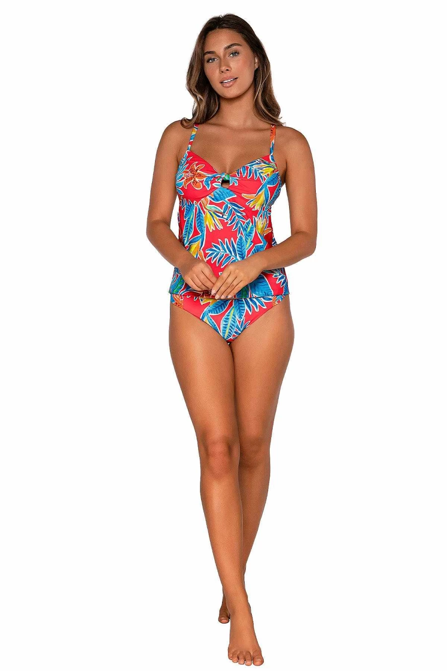 Alpine Butterfly Swim Women's Tiger Lily Maeve Tankini Top - Floral Sunset Print Swimwear