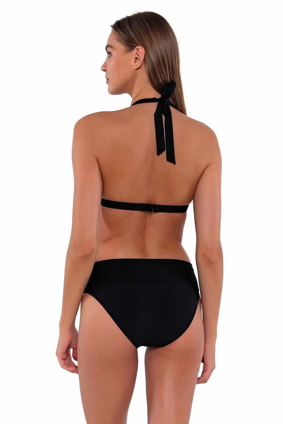 Alpine Butterfly Swim Women's Black Faith Halter Top - Stylish Sunset Print Beachwear