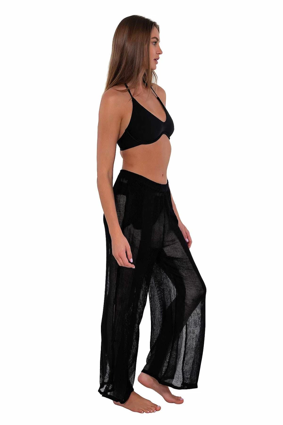 Alpine Butterfly Swim Women's Black Breezy Sunset Beach Pants for Swimwear & Vacation
