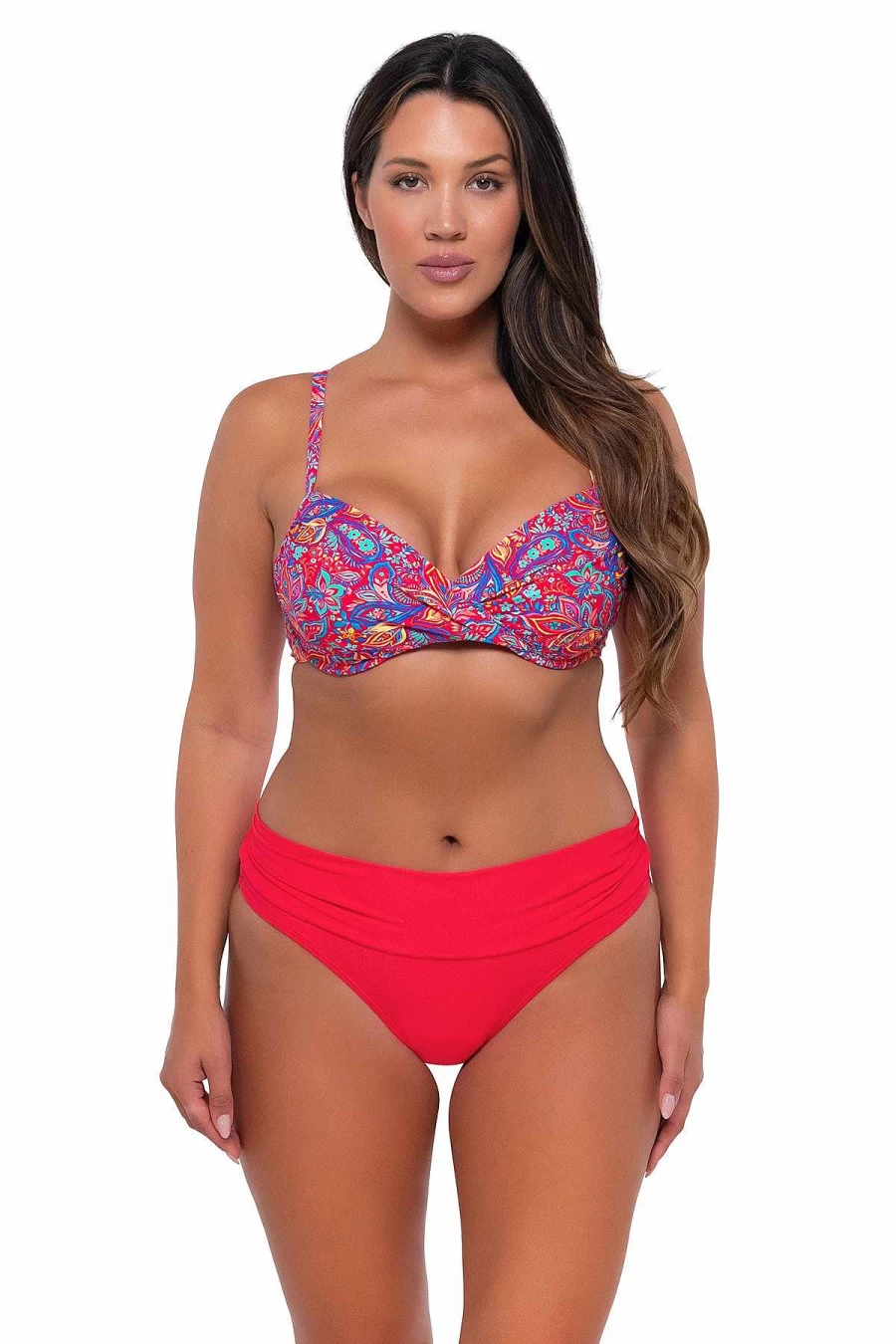 Alpine Butterfly Swim Women's Paisley Print Underwire Bikini Top - Sunset Rue Crossroads Design