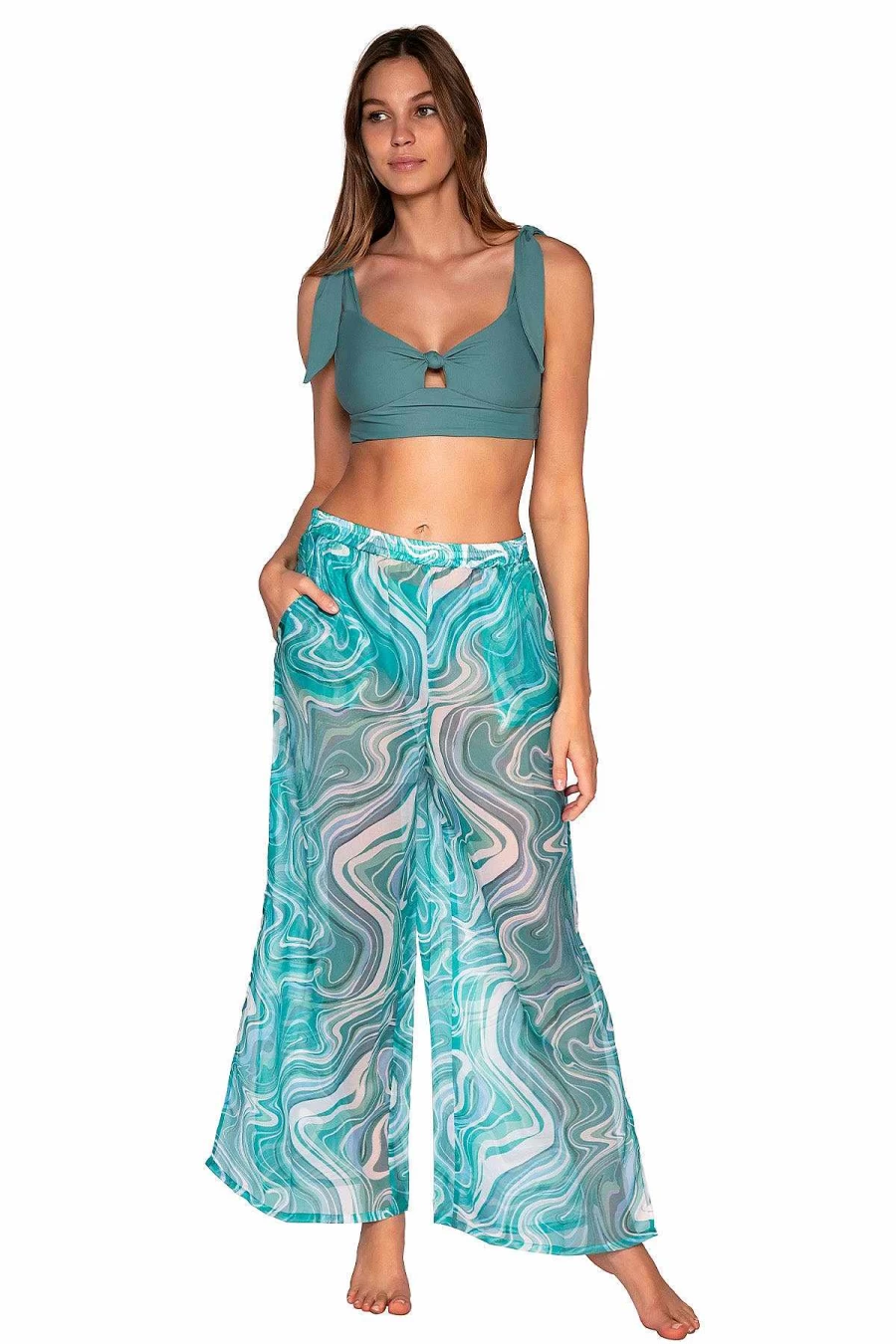 Alpine Butterfly Swim Women's Beach Pant - Sunsets Moon Tide Breezy Comfort for Swimwear & Resort Wear