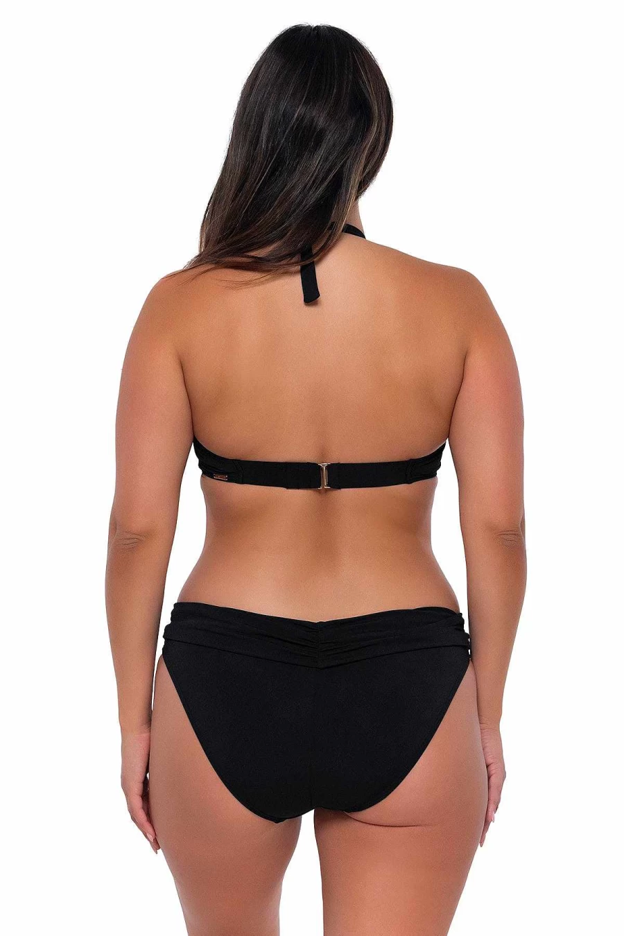 Alpine Butterfly Swim Women's Black Muse Halter Top - Stylish Sunset Print Beachwear