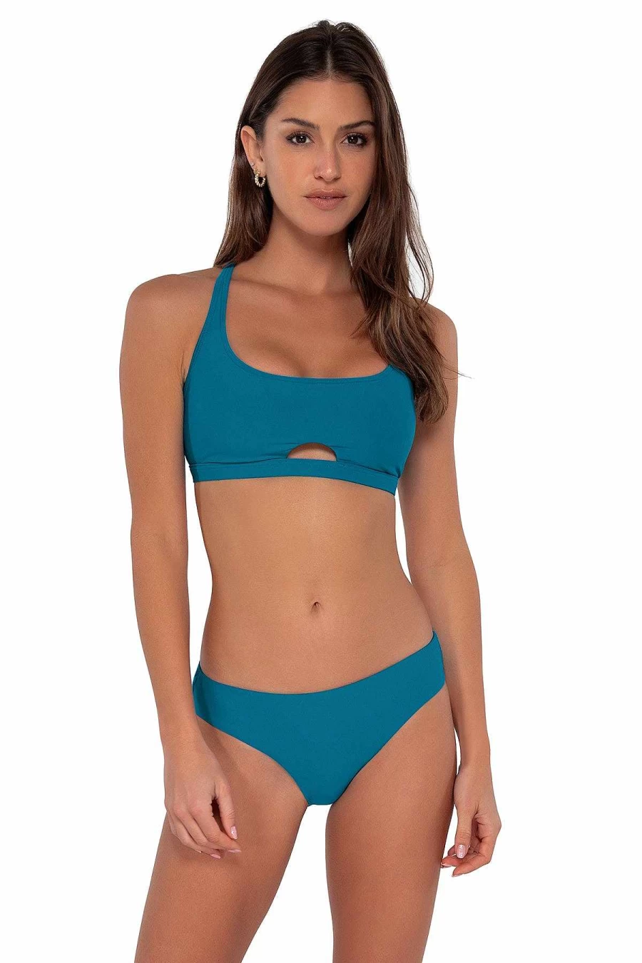 Alpine Butterfly Swim Women's Teal Brandi Bralette Top - Avalon Sunset Design