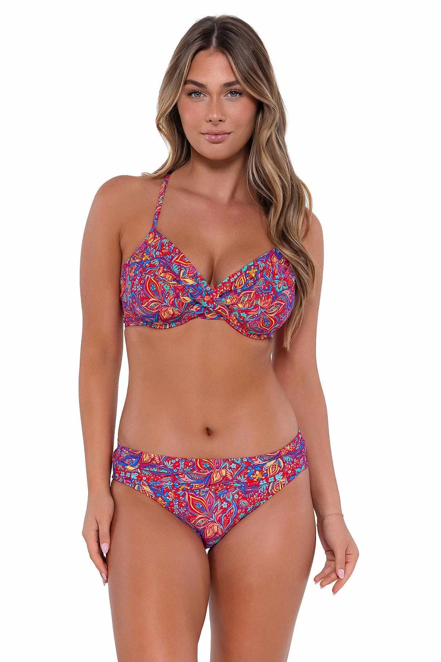 Alpine Butterfly Swim Women's Paisley Print Underwire Bikini Top - Sunset Rue Crossroads Design