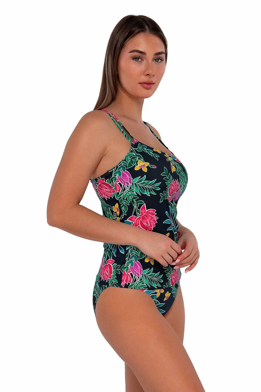 "Alpine Butterfly Swim Women's Taylor Tankini Top - Sunset Twilight Blooms Print"
