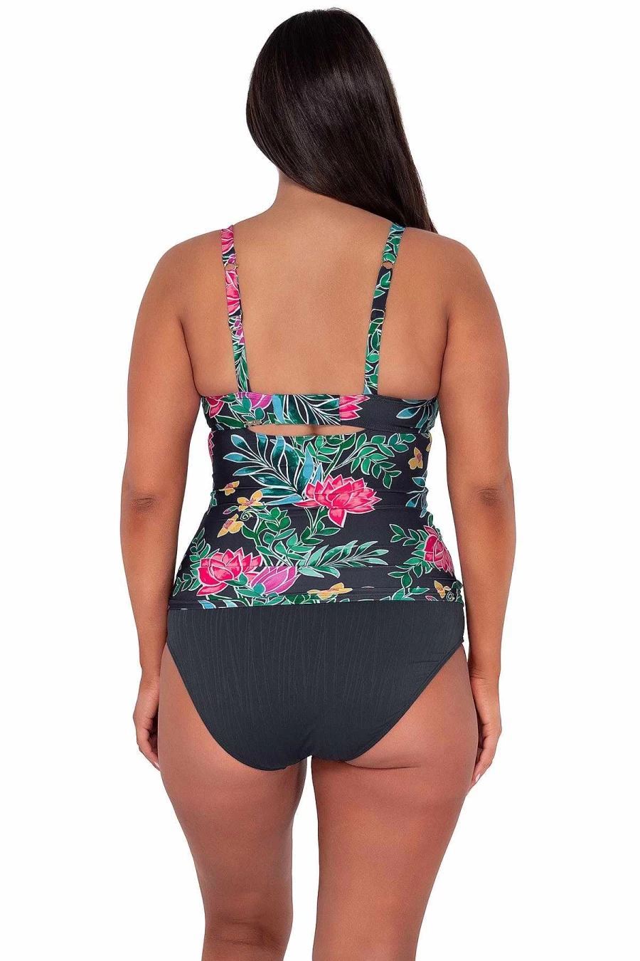 Alpine Butterfly Swim Women's Serena Tankini Top - Floral Sunset Twilight Design for Swimwear