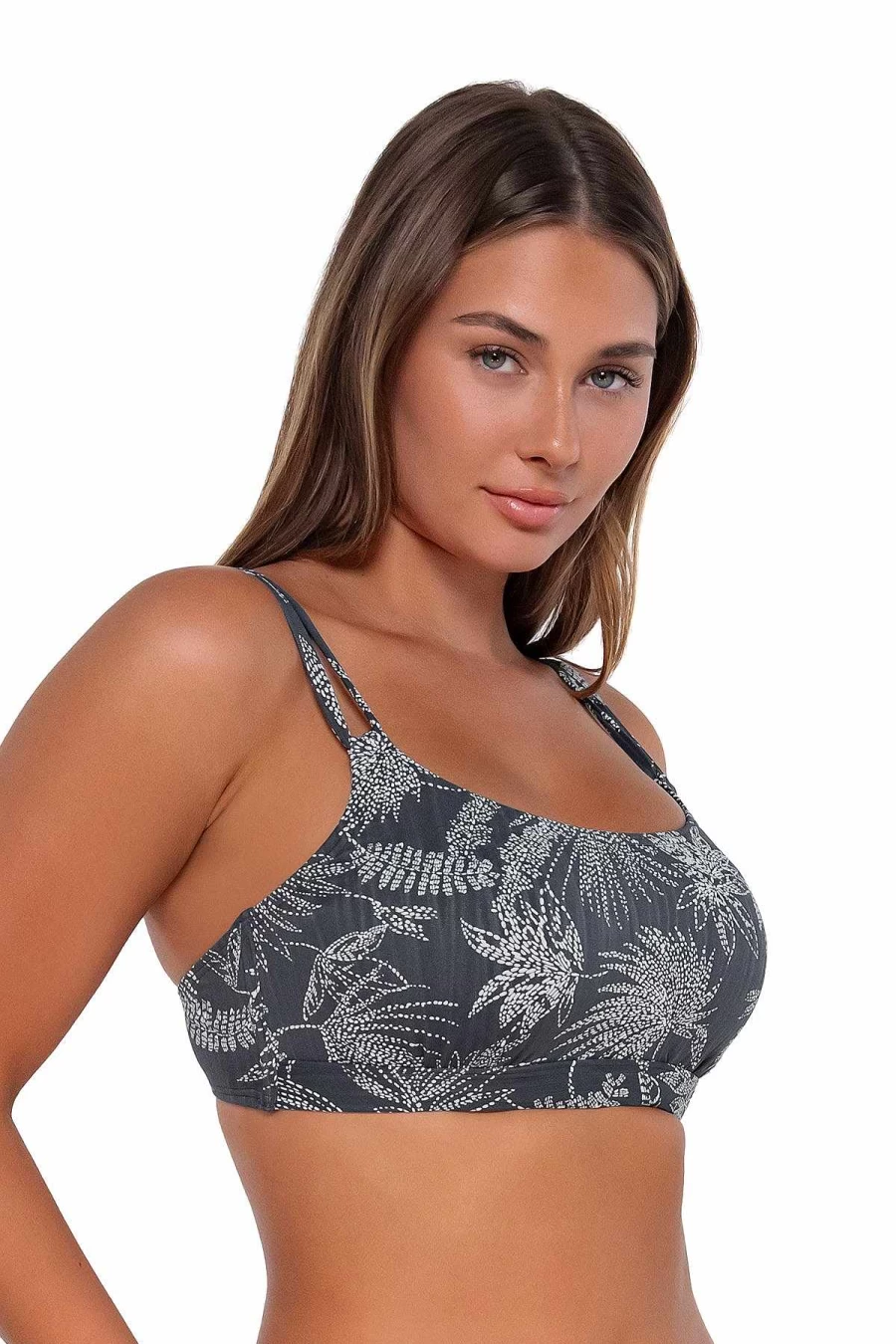 Alpine Butterfly Swim Women's Seagrass Texture Taylor Bralette Top - Sunset Fanfare Design