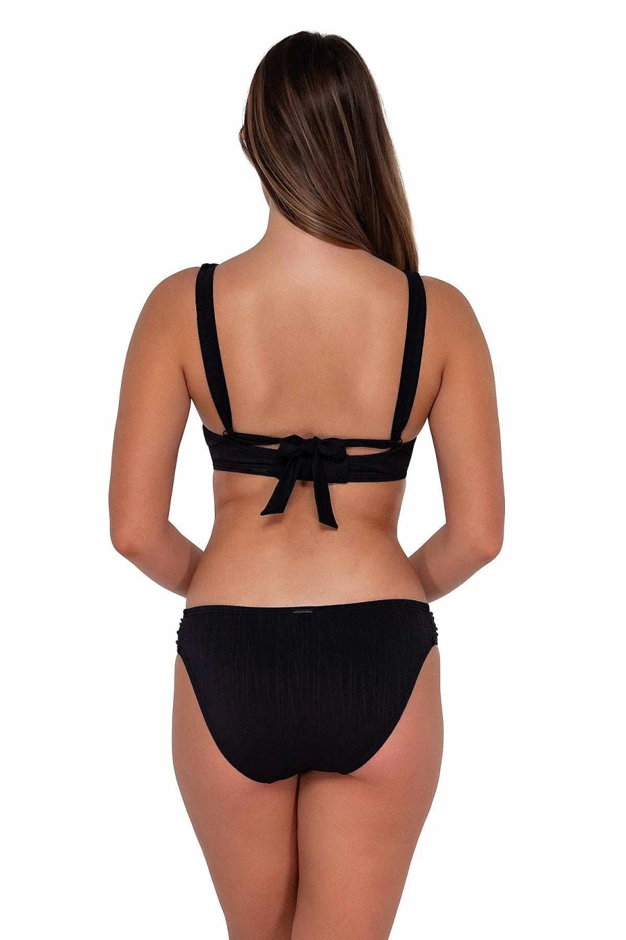 Alpine Butterfly Swim Women's Black Seagrass Texture Vienna V-Wire Top Sunset Design