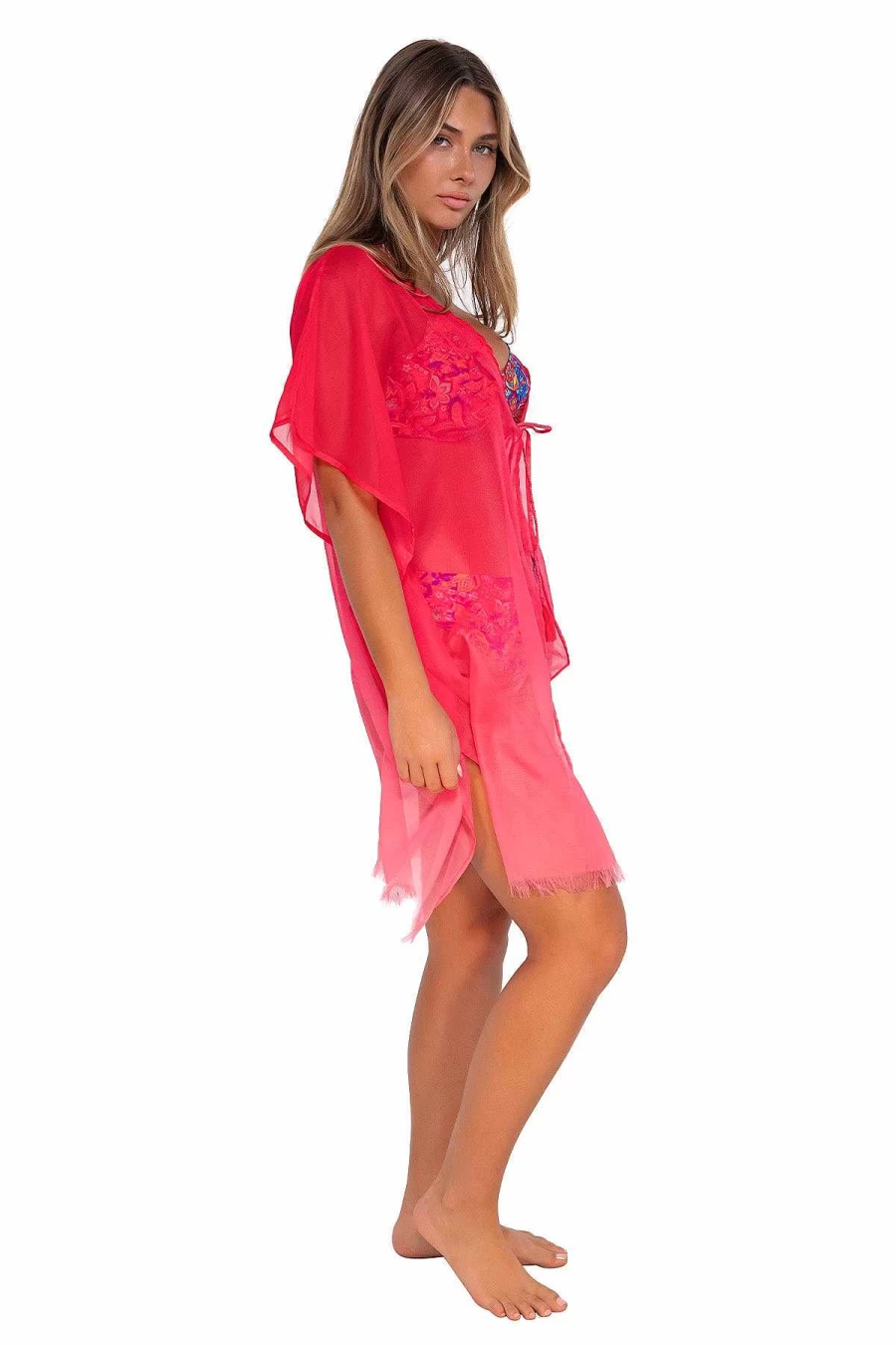 Alpine Butterfly Swim Women's Geranium Print Maldives Sunset Tunic Top