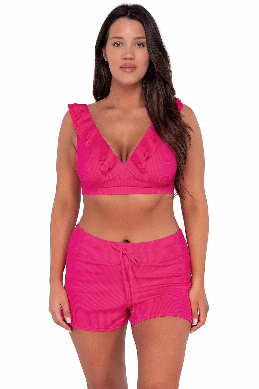 Alpine Butterfly Swim Women's Willa Wireless Top - Sunset Begonia Sandbar Rib Design