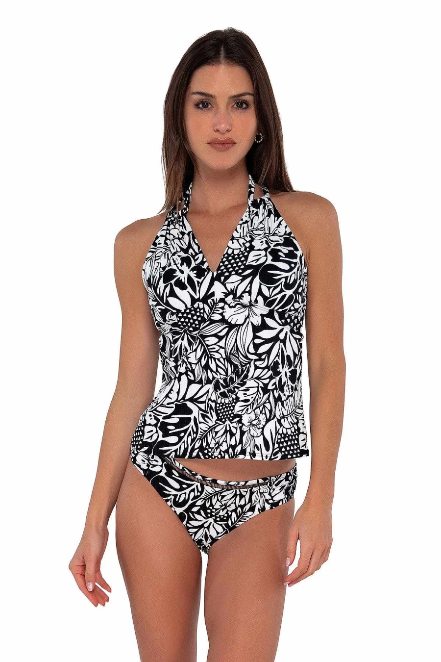 Alpine Butterfly Swim Women's Caribbean Seagrass Texture Mia Tankini Top with Sunset Design