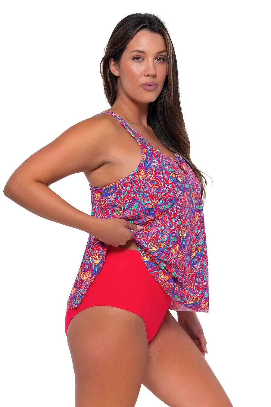 Alpine Butterfly Swim Women's Rue Paisley Sadie Tankini Top - Sunset Escape Print
