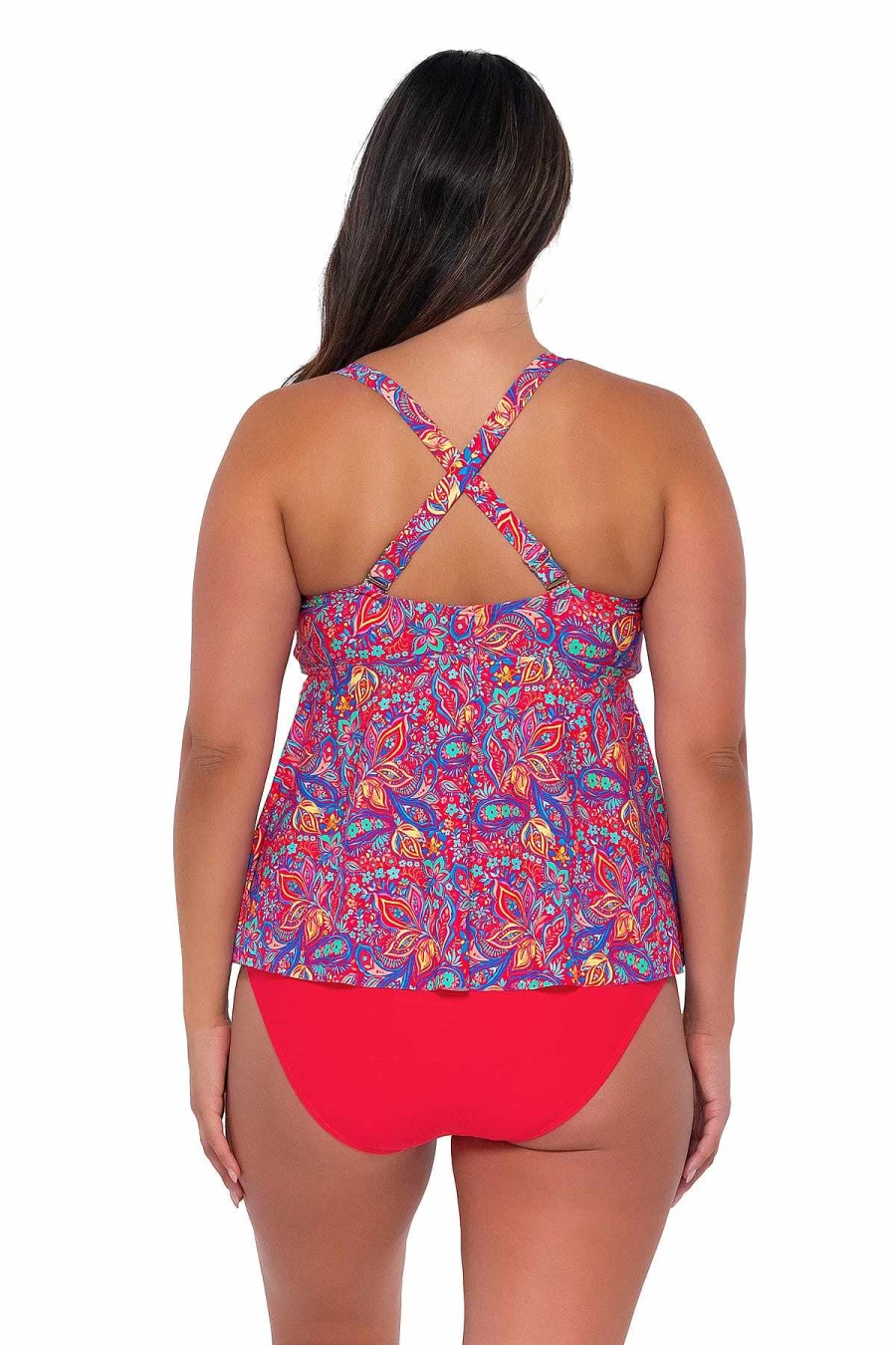 Alpine Butterfly Swim Women's Rue Paisley Marin Tankini Top - Floral Sunset Print Swimwear