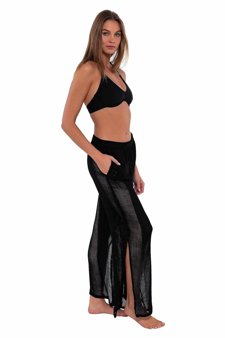 Alpine Butterfly Swim Women's Black Breezy Sunset Beach Pants for Swimwear & Vacation