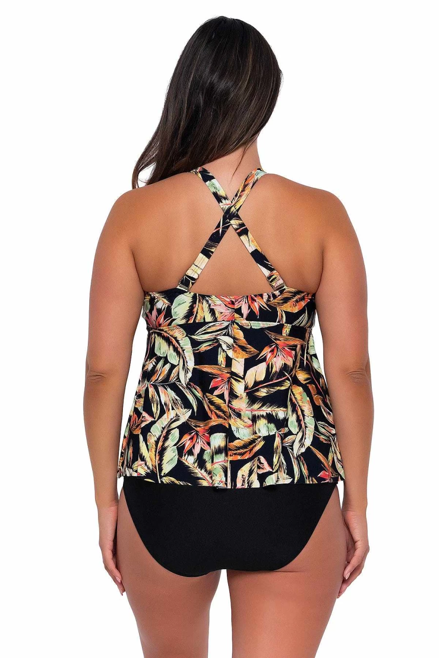 Alpine Butterfly Swim Women's Vintage Marin Tankini Top - Retro Sunset Escape Swimwear