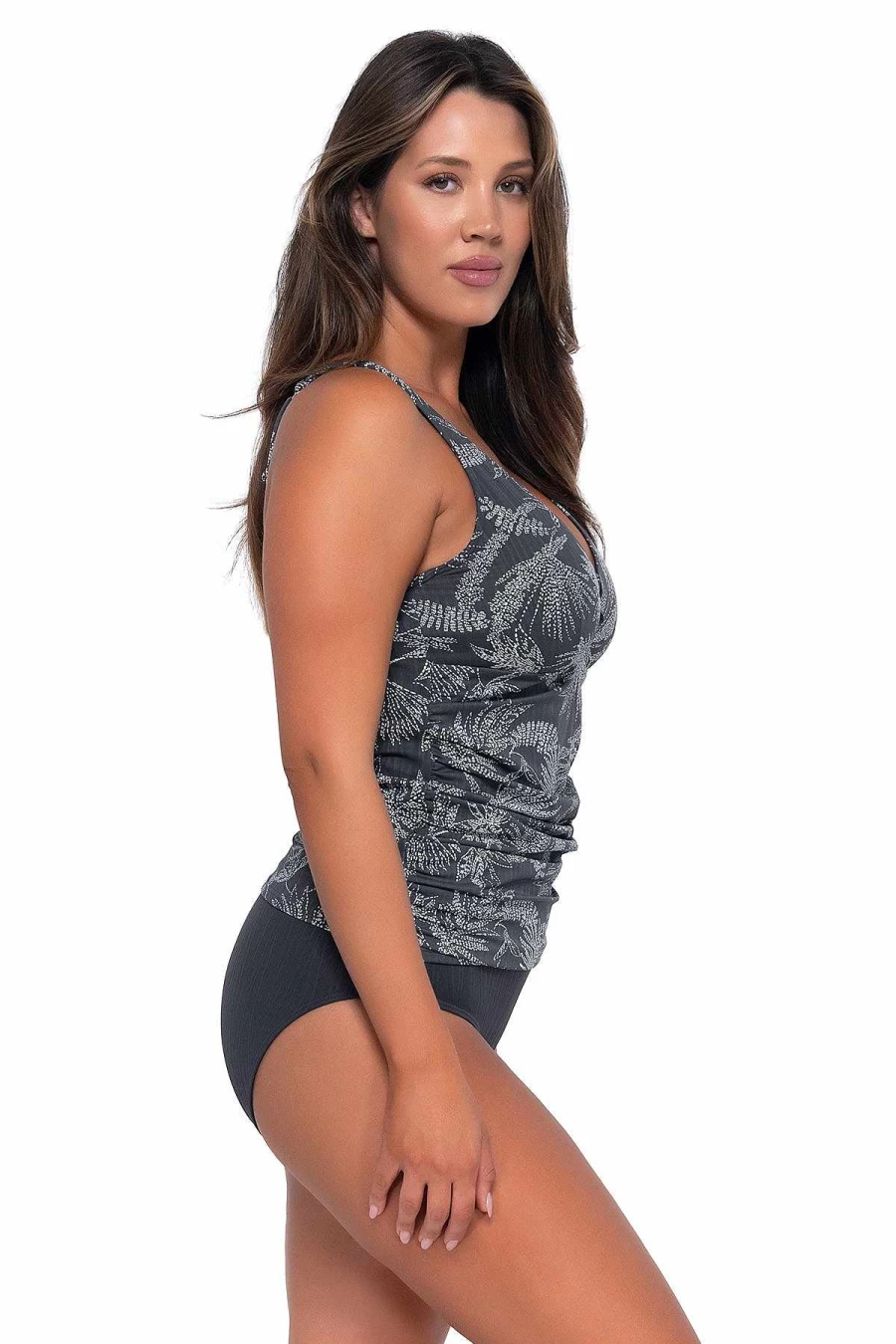 Alpine Butterfly Swim Women's Seagrass Texture Emerson Tankini Top - Sunset Escape Fanfare Design