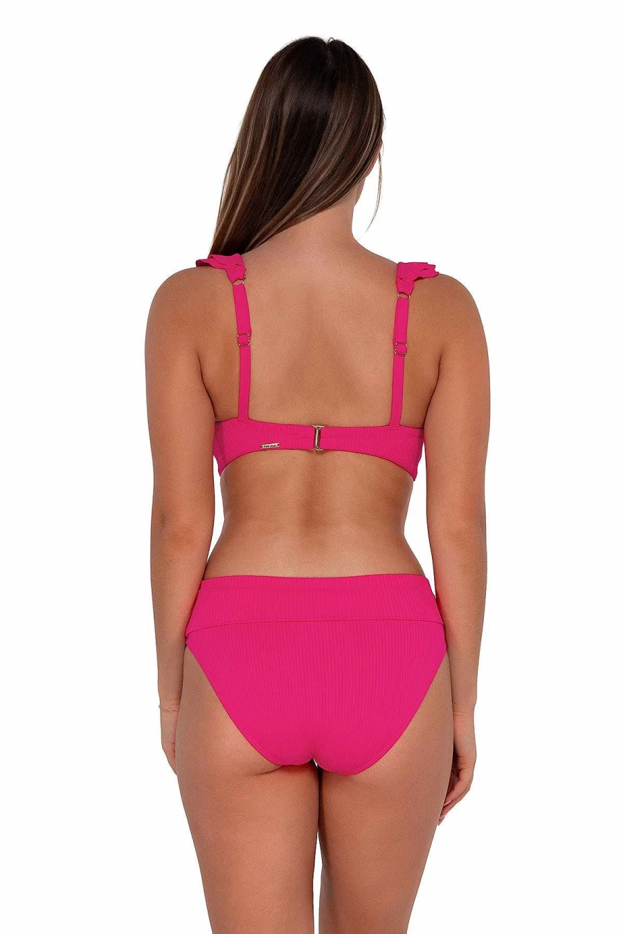 Alpine Butterfly Swim Women's Wireless Willa Top - Sunsets Begonia Sandbar Rib Design