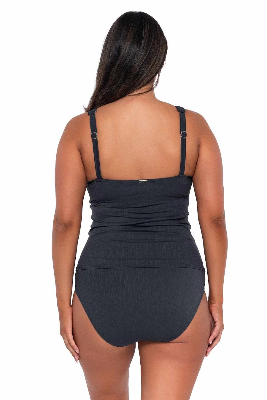 Alpine Butterfly Swim Women's Elsie Tankini Top with Seagrass Texture - Sunset Slate Design