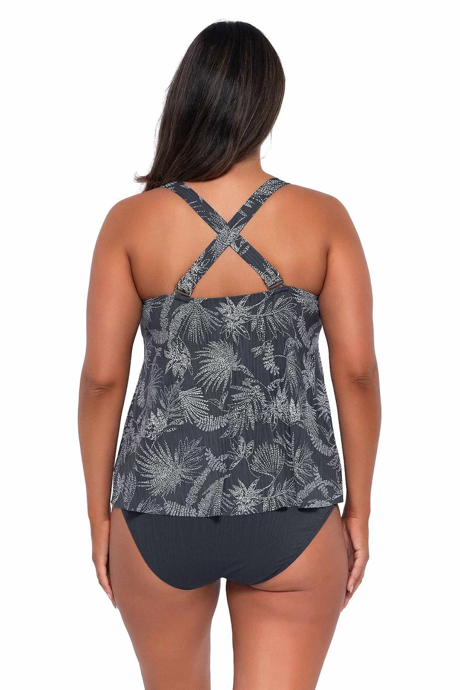 Alpine Butterfly Swim Women's Sadie Tankini Top with Seagrass Texture - Sunset Escape Design