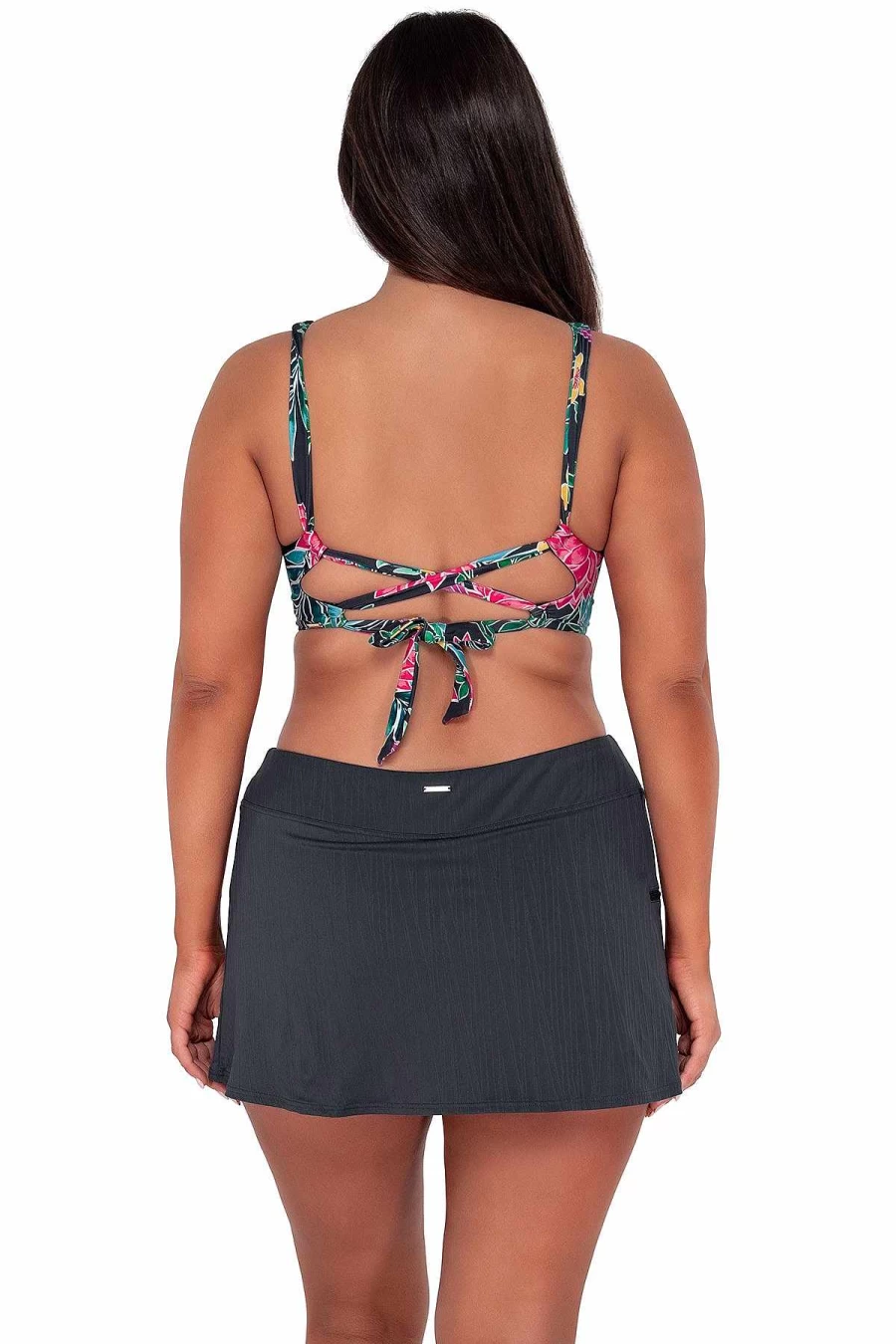 "Alpine Butterfly Swim Women's Elsie Top - Twilight Blooms Sunset Print"