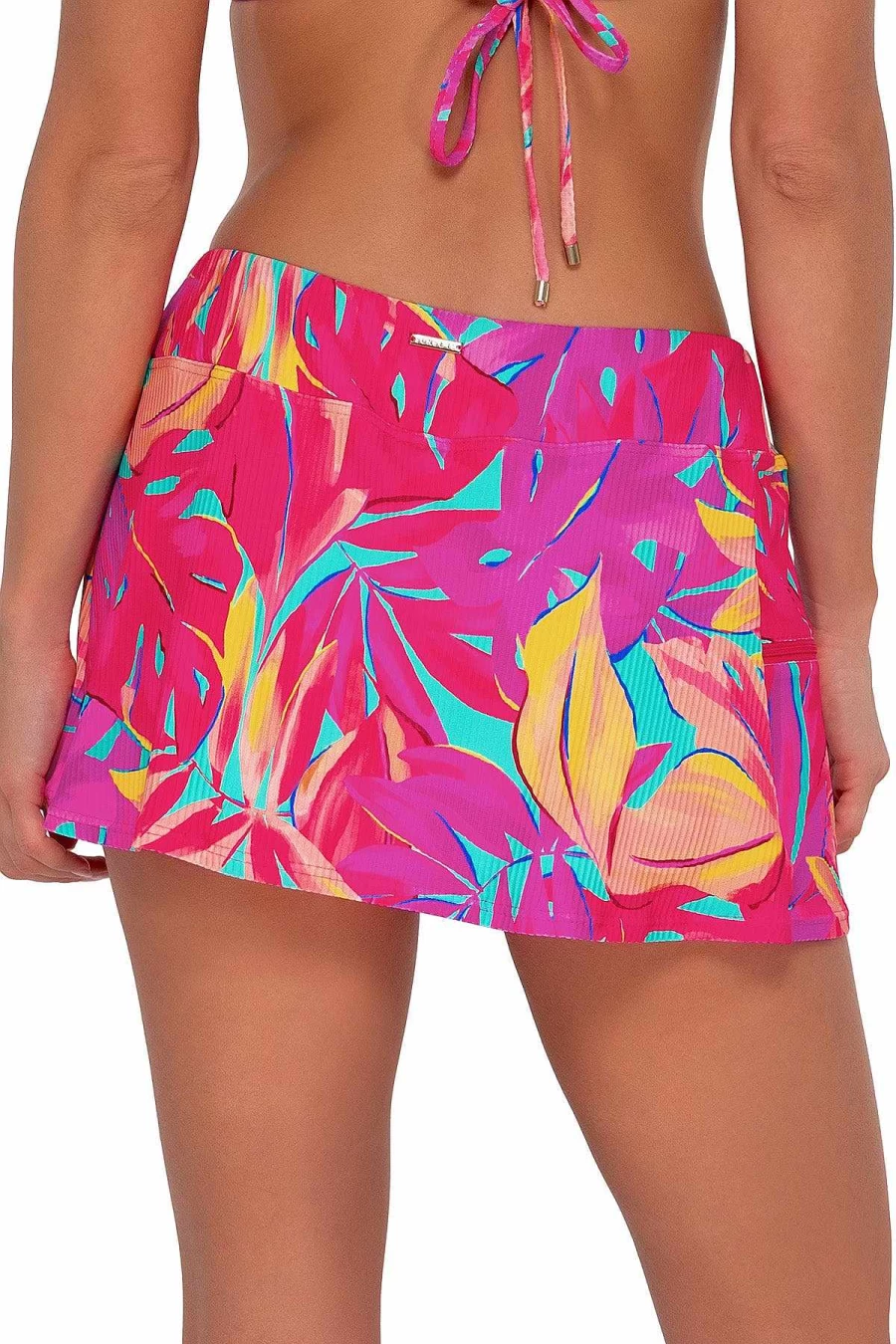 Alpine Butterfly Swim Women's Sporty Ribbed Swim Skirt - Sunsets Oasis Sandbar Design
