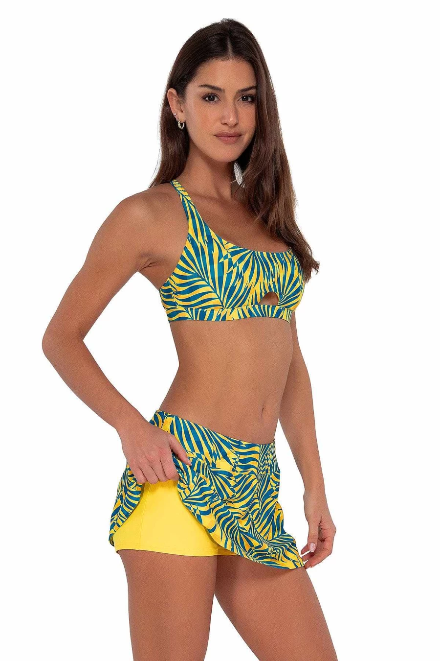 Alpine Butterfly Swim Women's Sporty Swim Skirt - Cabana Sunset Design for Beach & Pool