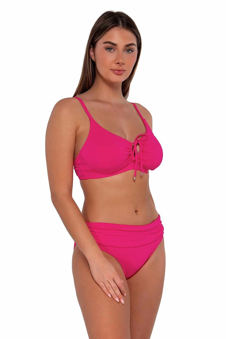 Alpine Butterfly Swim Women's Sunsets Begonia Sandbar Rib High-Waisted Bikini Bottom
