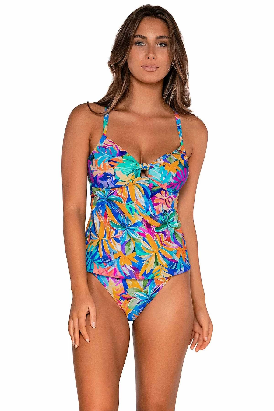 Alpine Butterfly Swim Women's Maeve Tankini Top - Sunset Print Swimwear for Women
