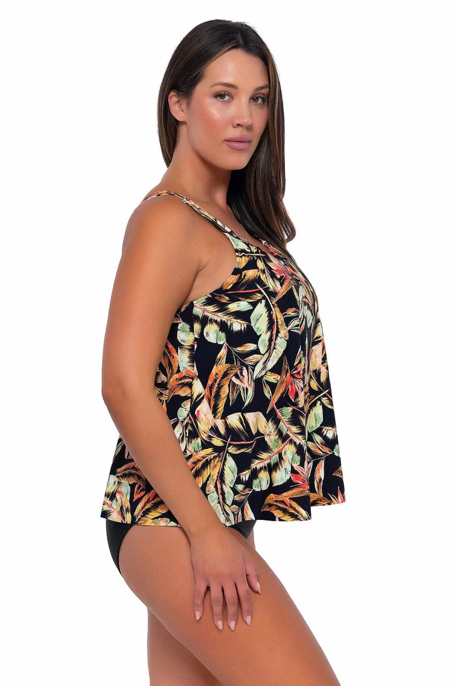 Alpine Butterfly Swim Women's Vintage Sadie Tankini Top - Retro Sunset Print Swimwear for Beach Vacation