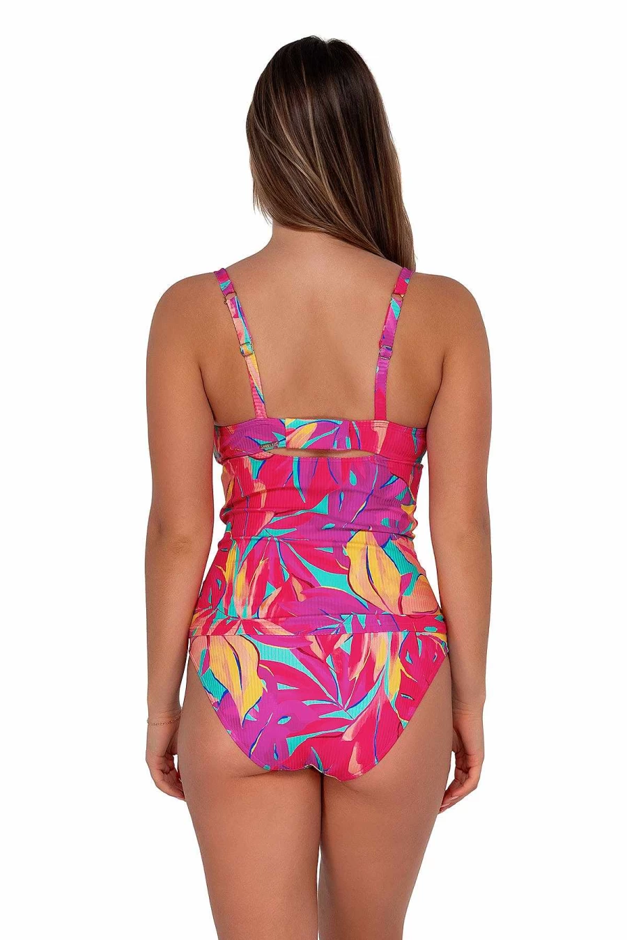 Alpine Butterfly Swim Women's Serena Tankini Top - Sunsets Oasis Sandbar Rib Design