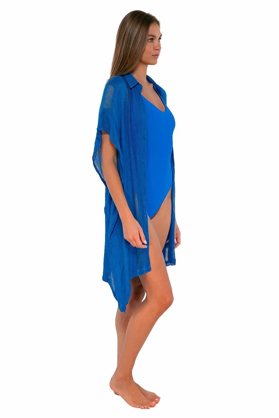 Alpine Butterfly Swim Women's Electric Blue Sunset Shore Tunic Top