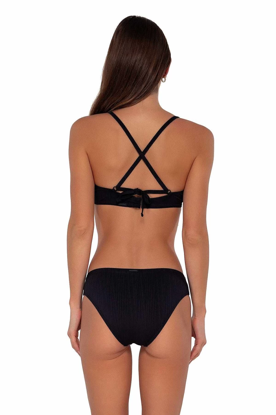 "Alpine Butterfly Swim Women's Black Seagrass Texture Collins Hipster Bottom Swimwear"