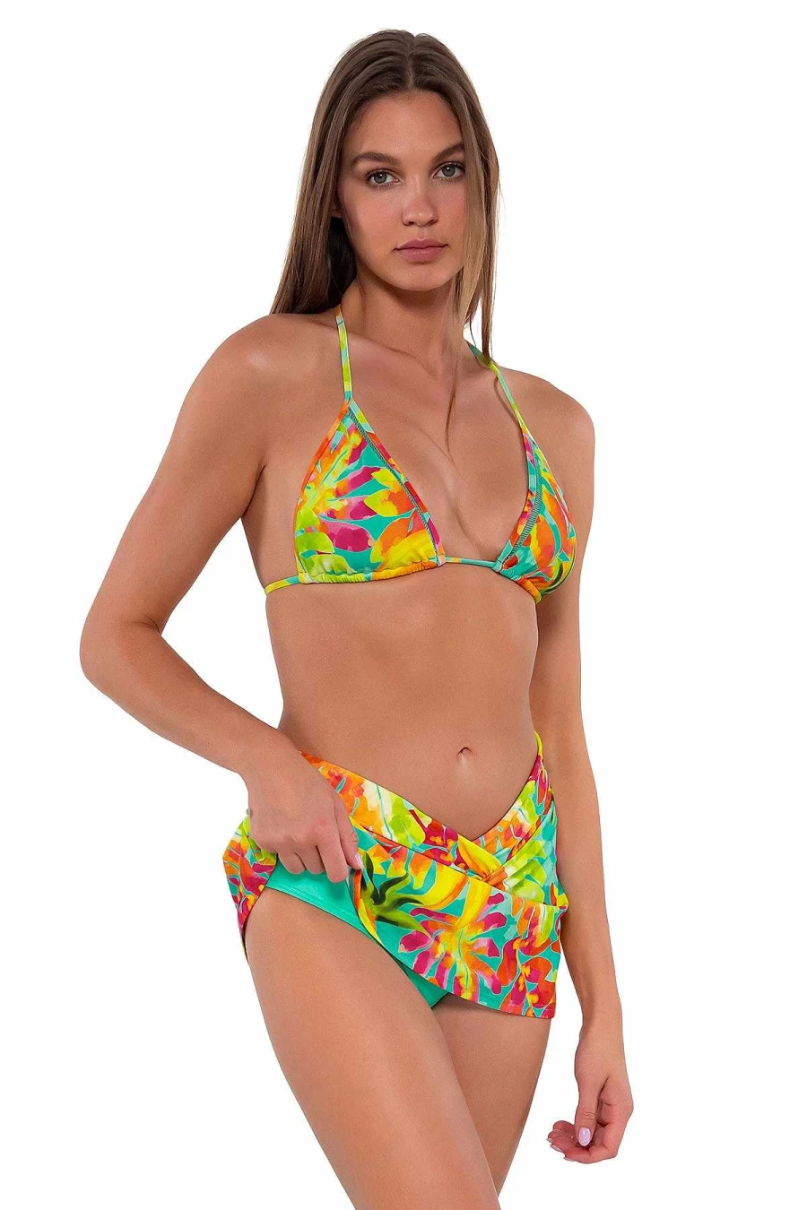 Alpine Butterfly Swim Women's Floral High-Waisted Swim Skirt for Summer Beach Vacations