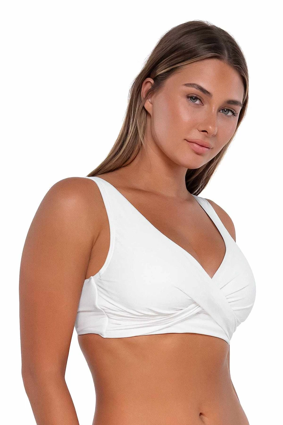 Alpine Butterfly Swim Women's White Lily Elsie Top - Elegant Sunset Design