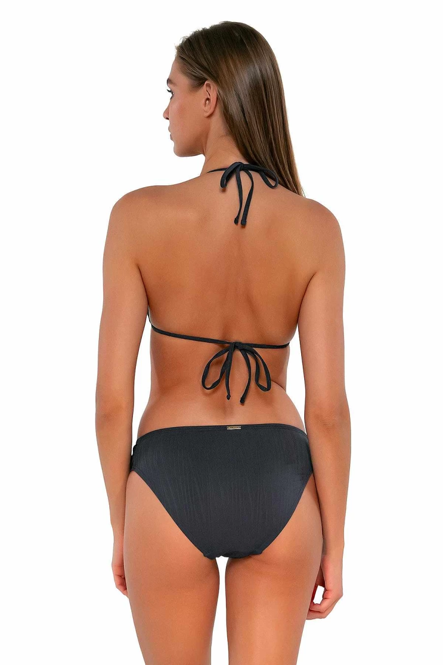 Alpine Butterfly Swim Women's Laney Triangle Top - Seagrass Texture & Sunsets Slate Design